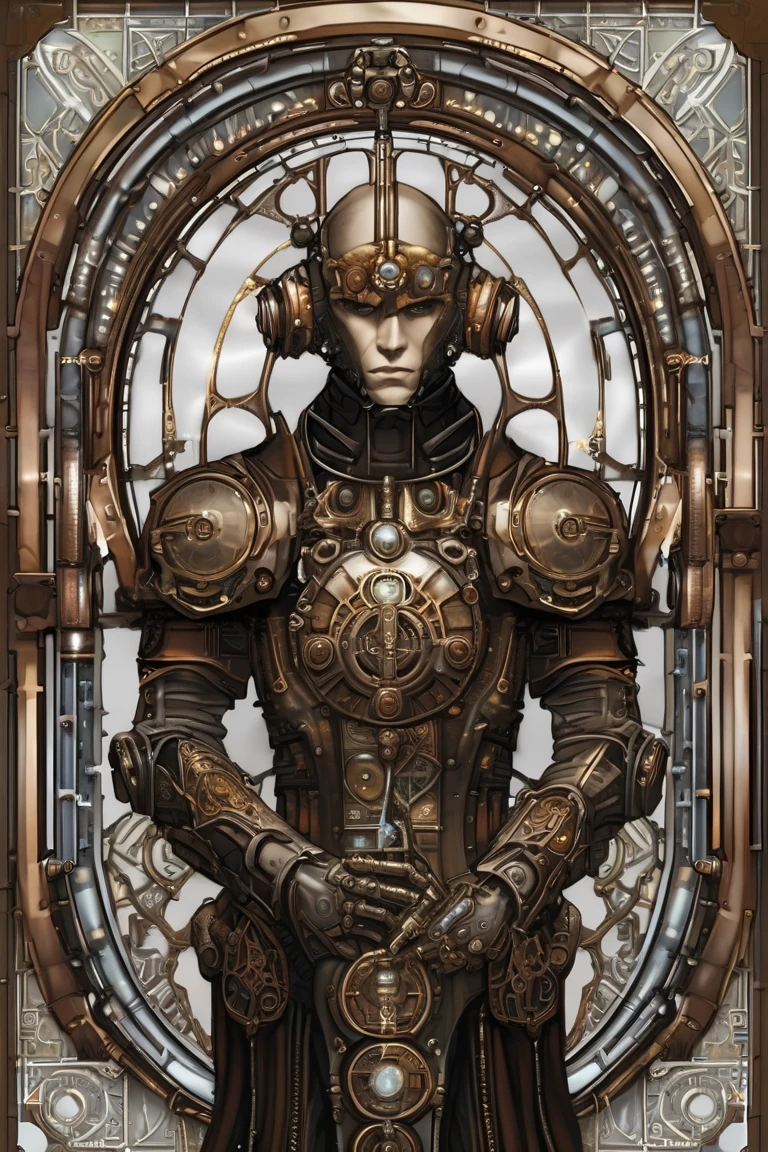 DND robot, male,  ancient machinery. steampunk.