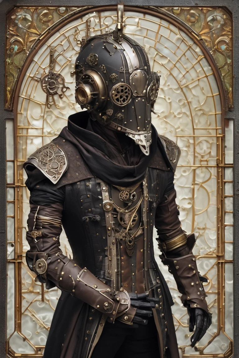 DND robot, male, steampunk, masked, no face