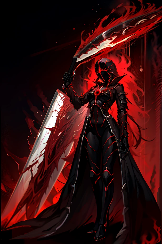  score_9,  score_8_up,  score_7_up,  score_6_up,  score_5_up,  score_4_up, ， best details, masterpiece,  Dynamic， top quality,  black armor,Red luminous texture ,  clock, Red Cape，Black and white gradient background，shadow，A delicate touch，arms，, Alone,  torn clothes, holds a mimicly sword,  best details, masterpiece,  top quality,   black armor,The red glowing texture  , Red Cape, Alone,   torn clothes,(  holds something imitating a sword:1.1), dynamic，woman，Red Mist,  High Contrast， brighter，