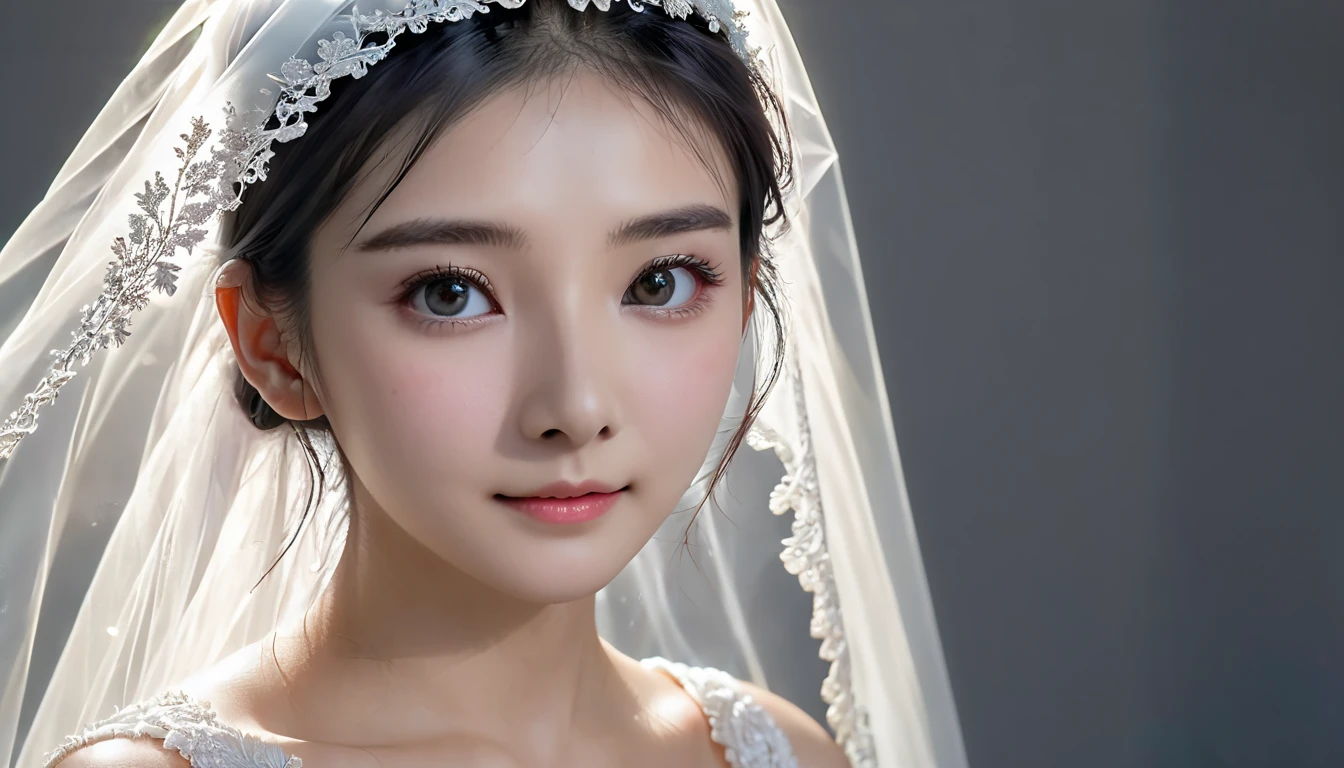 Beautiful bride, red wedding dress, delicate facial features close-up, shy, waiting to be married, fat body, full body photo, gentle eyes, no eye bags, light makeup