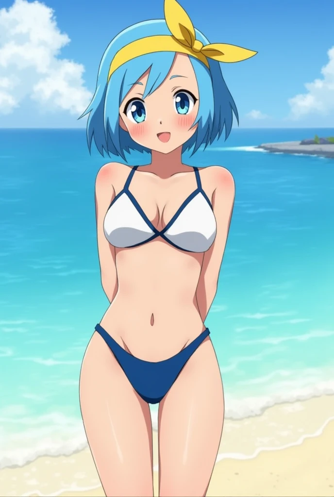 1girl, rem re zero,Short hair, Walk, smile,look at viewer,blue hair, blue eyes,Bras and panties,half body photo,ultra detail, ultra hd