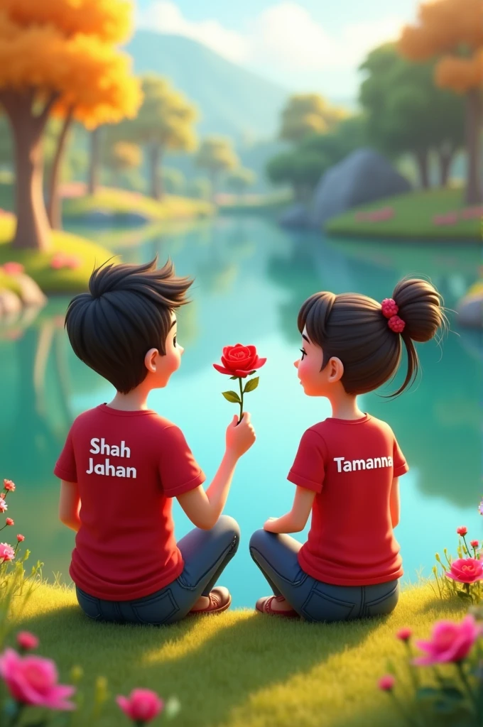 A 16 years little dark skin color boy wearing a t-shirt in which printed letter is "Rahul "
And boy is marriage with 16 years cute girl whose t-shirt is print with letter "Deepa"at a centre of nature