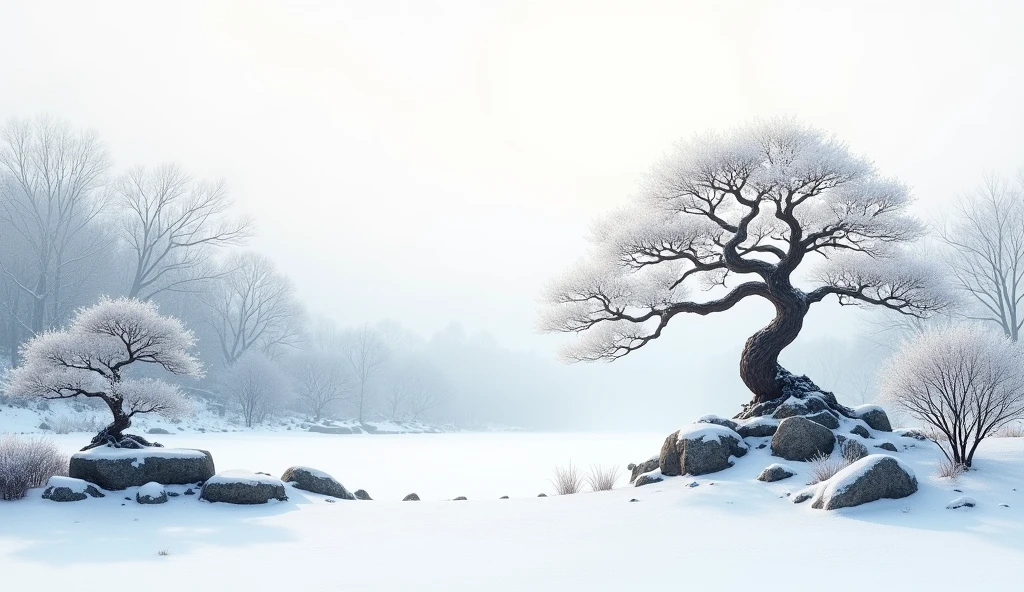 Japenese Zen garden in winter,  highres icon