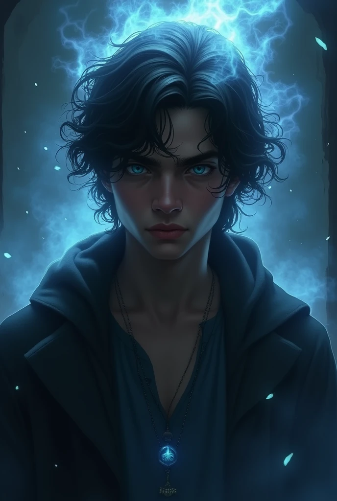 A bright shot: 1.3), epic realistic, One boy, Skinny guy ((handsome young guy)), boy., cigarette, big eyes (curly hair) curls, dark hair, green eyes, gloomy atmosphere, Dark detailed background, Dark colors, contrast light, ((ghosts)), gloomy, frown, looks at the camera, black sweatshirt, Hooded figure, ghosts are surrounded by many details, Detailed frame, excellent quality,