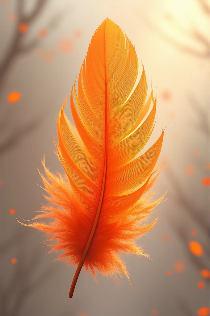 3 small red and yellow feathers on an old wooden table perspective from above