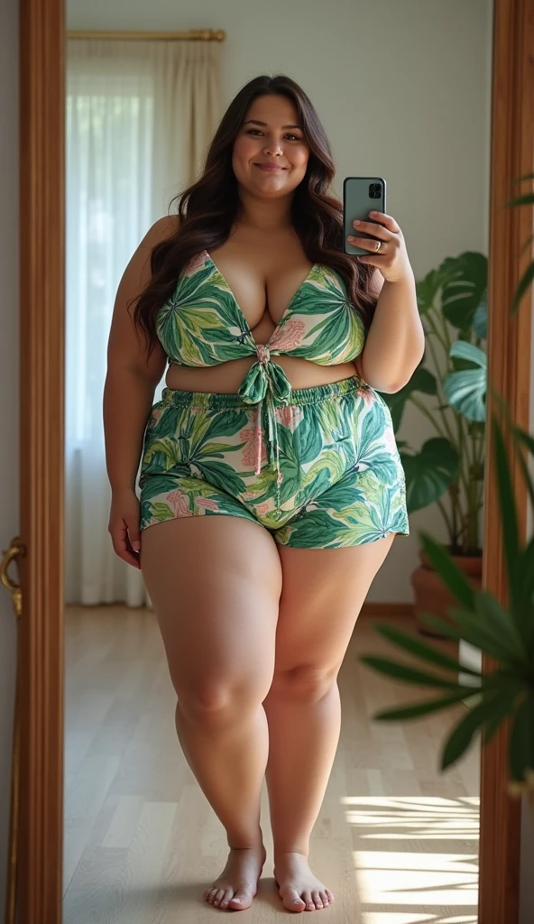 Madhubala Indian beautiful actress sexy curvy plus size model woman standing in Garden daydream”on the grass, gazing up at the sky with a dreamy expression,HD makeup,hd details,hd render,realistic,hyper realistic,photograph,wearing Tropical Print bikini , head to toe view, full body shot, full body view, Head Jewelery for wedding, busty, big curvy body, full body shot, she has a flat belly, thick body, big waist,The best possible quality ((high resolution 8k)),a beautiful woman, very beautiful the best, emerald eyes very well detailed, blue color dress ,design in dress, stitching style in dress,very gorgeous dress and very colorful,large breasts of a 30 year most beautiful very busty woman create perfect details, (full body view)) (large breast) (big breast) (round breast)
