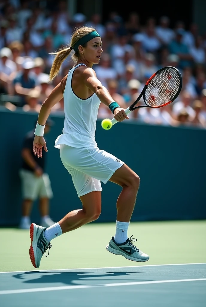 Marvel Cinematic Universe <lora:quiron_FannyStollar_v1_lora:0.87> FannyStollarQuiron, tennis clothes, . Superheroes, epic battles, colorful, highly detailed