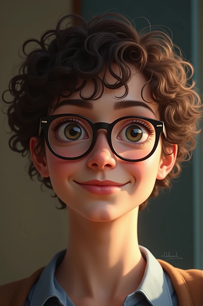 One with curly short hair wearing glasses and a brunette - SeaArt AI