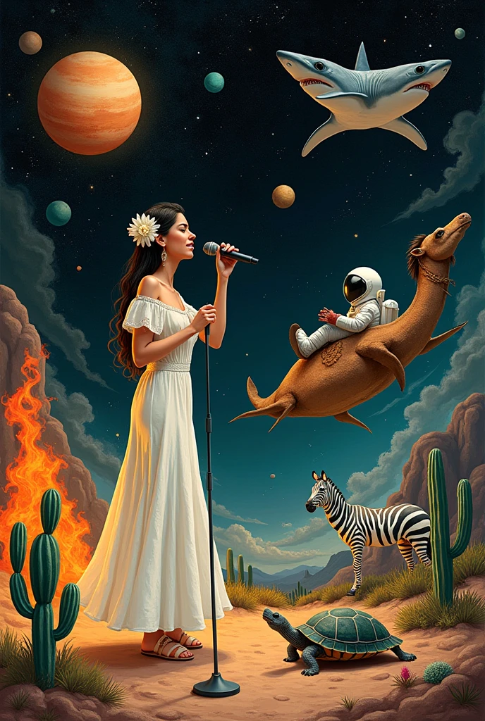 Ukulele, por Genevieve Naylor (Planet Venus, marte, Pluto, saturn in the background); Raby