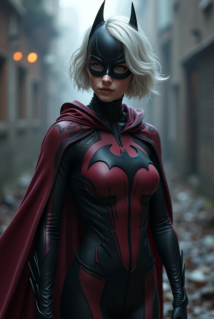 spider man vs knull movie poster a vampire with white hair
 and long and claws and red and black cape and black symbiote armor
  fighting in the apocalyptic city