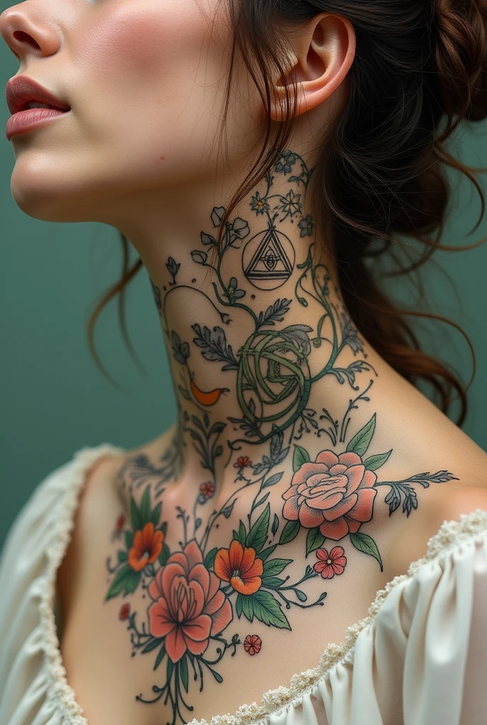 make a small beautiful flower tattoo in my neck