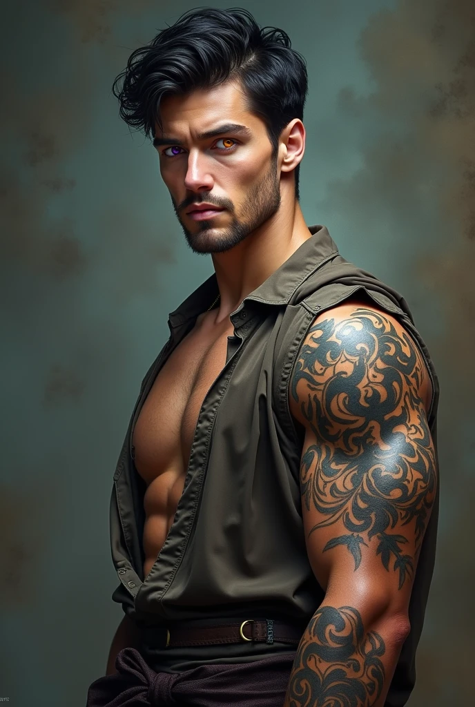 Make a beautiful and sensual devil tattooed on your arms and naked 