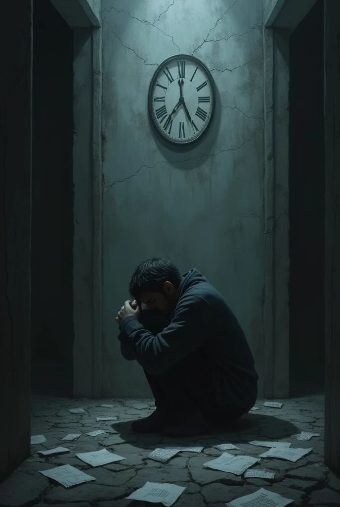 Prince Bob is sitting on the edge of his bed in a dark, gloomy room, his head in his hands. The atmosphere is somber, with shadows casting eerie shapes on the walls.