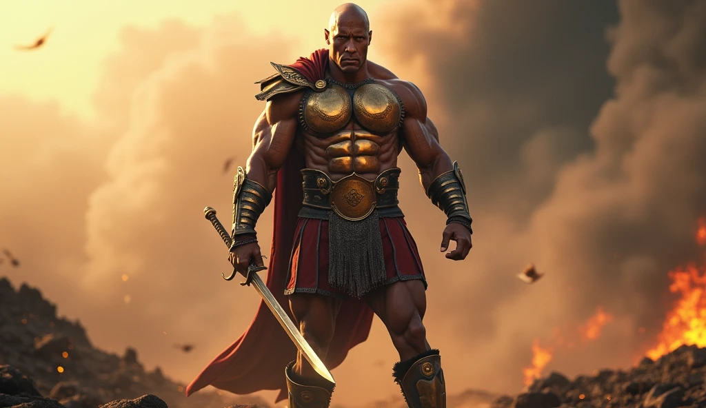 The arena falls silent as the mighty Ares steps forth, his muscular form casting an imposing shadow. His eyes burn with the intensity of a thousand battles as he scans the crowd, daring any challenger to face him. With a thunderous roar, he raises his fists, ready to unleash his fury upon any foolish enough to stand against him.