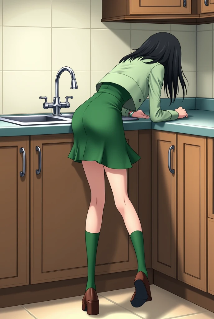 Browsing Caution,(Best image quality,highest quality,Highest Resolution, Ultra-Realistic Images,Very detailed,masterpiece,16k),(35mm lens focal length),(Actual Photos,Written boundary depth),(A lively female figure,Emma Sheen),Brown Medium Bob,(Small breasts),Erect nipples,(Wearing a green top and a green tight skirt、Showing anus:1.2),Spread your legs and do a squat,(Sticking out her big ass),((Opening the anus)),In a dynamic pose,Low - Angle,(((Sticky with sweat))),In a luxurious private room、Browsing Caution