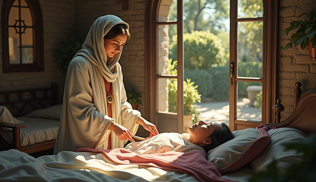 Saint Rose of Lima, healing the sick, cheered up, 2d, women, devotion, Catholicism, religion.