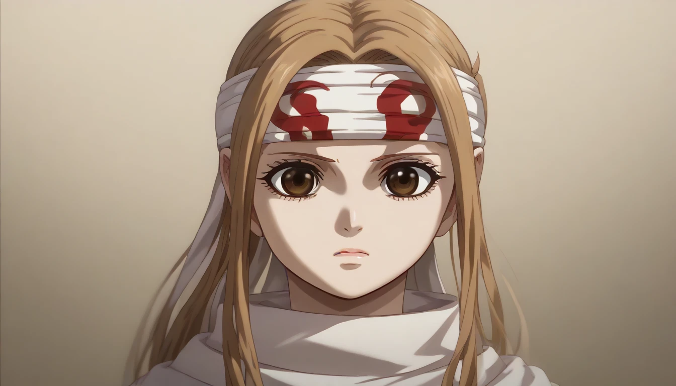 (((((empty eyes))))) brown eyes very accurate clothing sharp gaze score_9, score_8_up, score_7_up, ((cowl)) (((headband on forehead))) detailed clothing beautiful girl kyoukai anime style ((asuna yuuki))