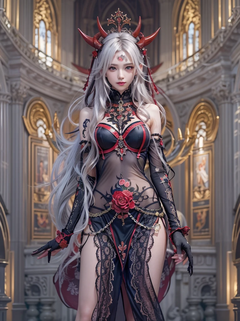 ((​masterpiece:1.4)、(top-quality:1.4)、(reallistic:1.7))、Beautiful girl strolling in the garden of fantastic ancient city、Sexy Daughter、Super beautiful girl、1girl in:1.4、Dress like a queen、Glossy luxury latex、Luxury Latex Bodysuit、By Luis Royo、age19、Super Ultra Ultra Bikini、Outstanding style、(Two legs are drawn correctly:1.7)、(Two arms:1.4)、anatomical correct、Slender Abeauty legs:1.4)、beautiful countenance、kawaii fateautiful ass、A detailed eye、beautidful eyes、Raw photo、red-lips、Red high heels、a choker、a necklace、耳Nipple Ring、Fantasy of an ancient city、Fantasy worldview