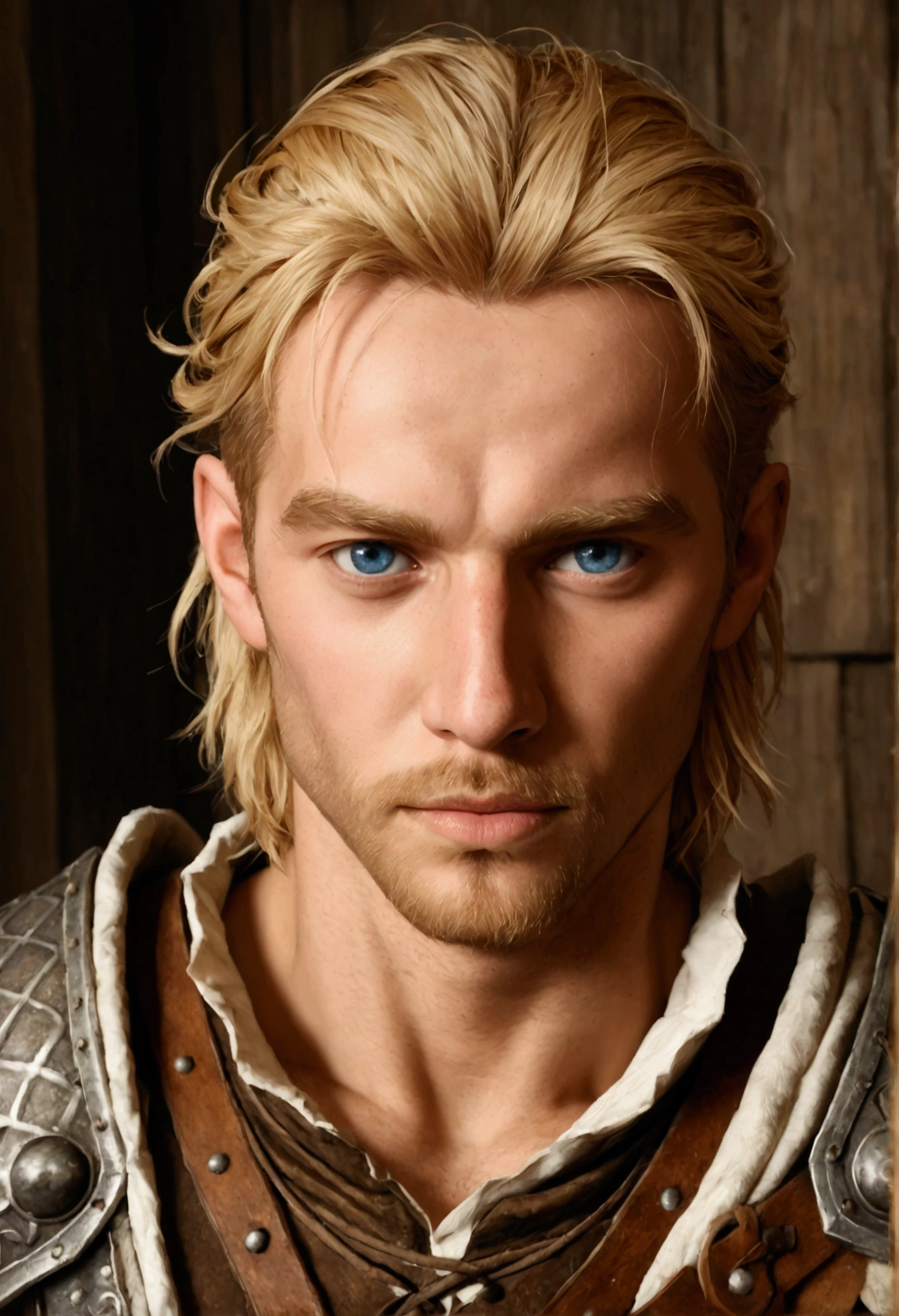 {Masterpiece), {Best Quality}, Skyrim, Jarl of Whiterun, male, blonde hair, blue eyes