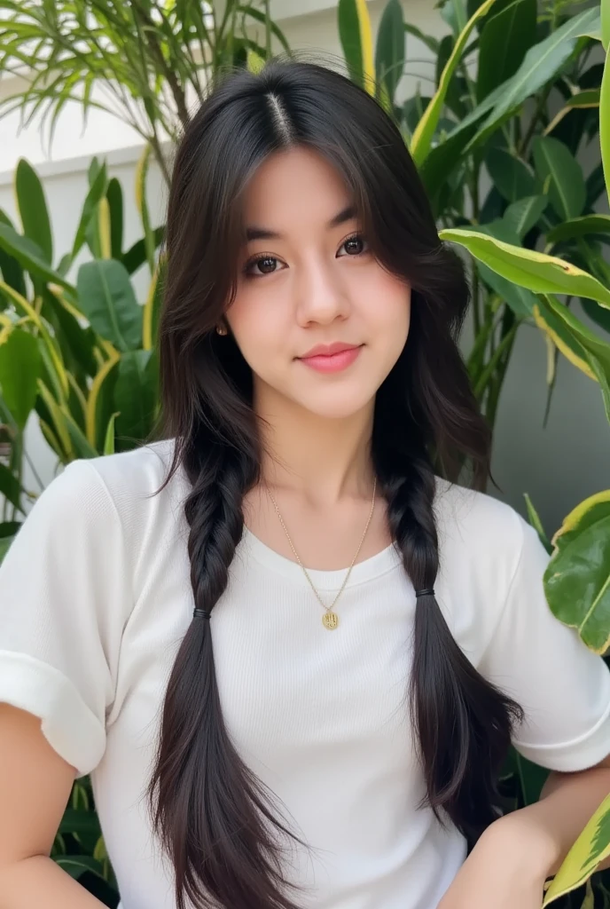 A young woman in a school uniform, beautiful detailed eyes, beautiful detailed lips, extremely detailed face, long eyelashes, detailed school uniform, cute expression, standing in a garden setting, blurred background, natural lighting, highly detailed, 8k, ultra-detailed, (realistic, photorealistic:1.37), (best quality:1.2), masterpiece, vibrant colors, cinematic lighting