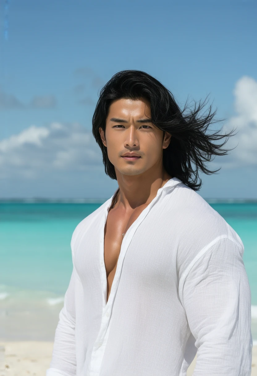 A Southeast Asian man with a round face., Double eyelids, big eyes, black eyes, Standing wearing a necklace in front of a waterfall, high quality vertical, Headshot profile picture, Charming and good looking, There is a waterfall., รูปProfile pictureรูปภาพแนวตั้ง, waterfall in the background, beautiful young man, There is a waterfall., Handsome and charming, Profile picture, handsome man, Aykut Aydodu, cute young man, Waterfall backdrop