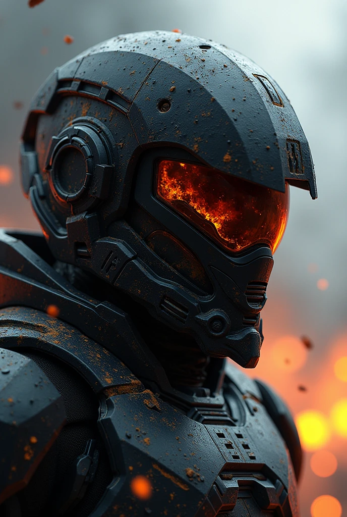 fking_scifi_v2, portrait of an alien , large eyes, helmet, armor, military, shield, slick skin, slime, large mouth, futuristic building with glass windows, fire and smoke in background, full body view, 80mm, f/1.8, dof, bokeh, depth of field, subsurface scattering, stippling