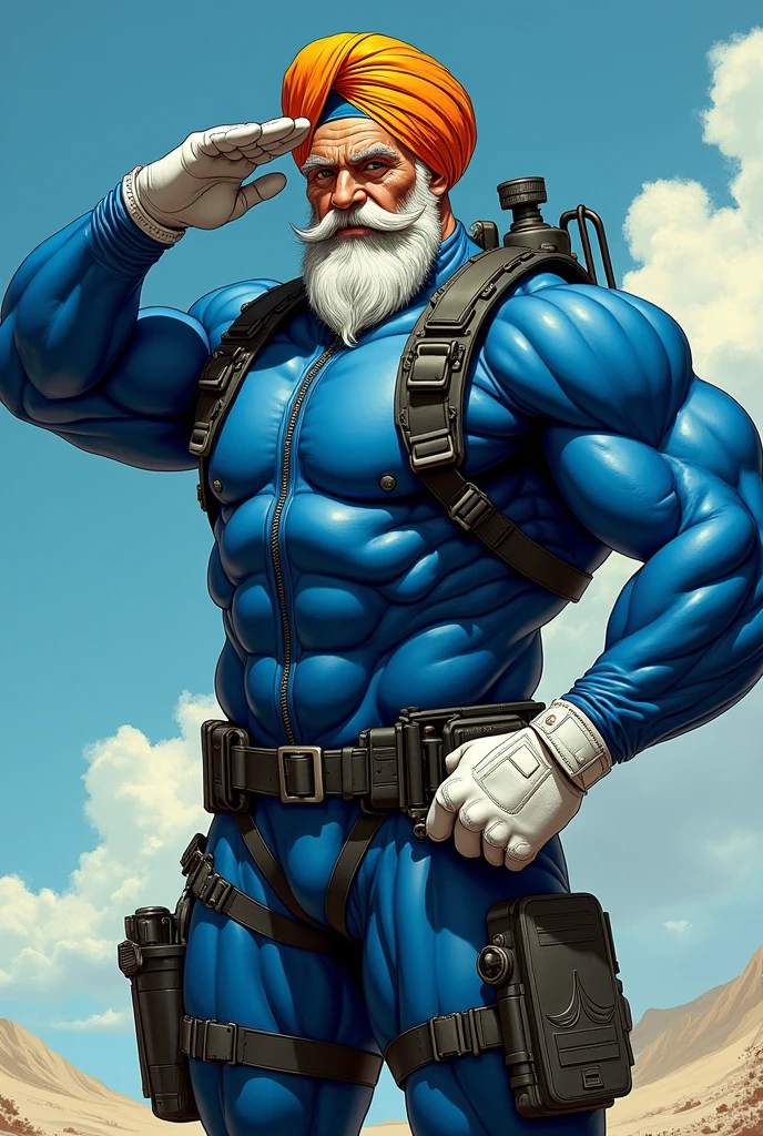 (masterpiece, best quality), 1 old man, white hair and beard, handsome beautiful face, muscle male, beautiful body, wearing asuka plugsuit, bodysuit, interface headset, red bodysuit, nice bulge, nicebulge, standing on an aircraft carrier, wind blown hair,