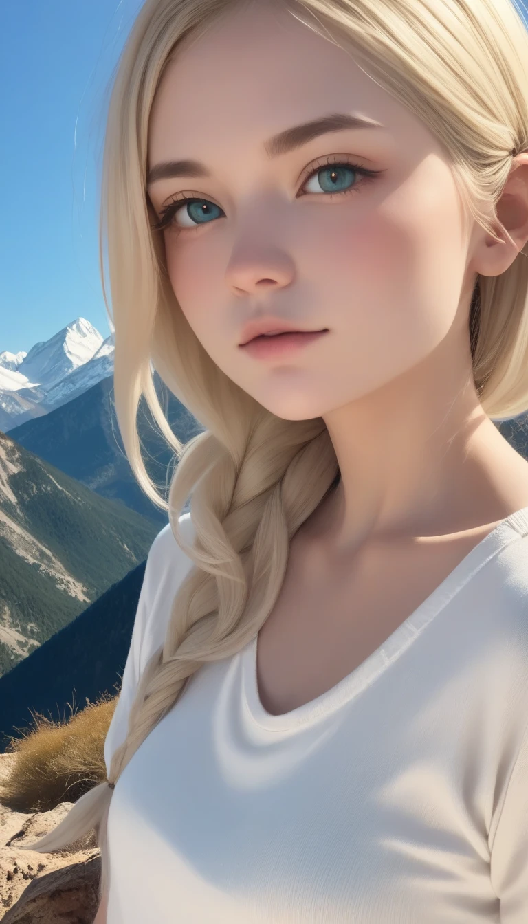  top quality,  absurd ,  ultra detail , In the mountains_this,  one girl , Alone_concentrated,  Hair Down