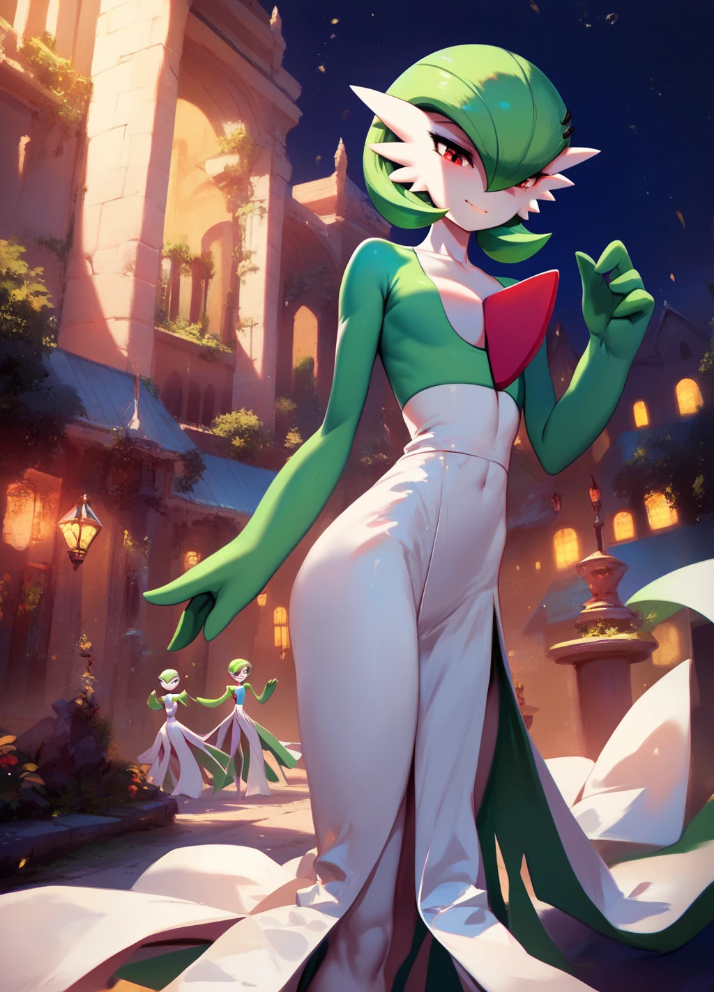 score_9, score_8_up, score_7_up, score_6_up, score_5_up, score_4_up,(8K, best quality, master piece: 1.2),ultra-high resolution, Gardevoir, super detailed skin,masterpiece,best quality,ultra detailed,high resolution,sharp focus, night, lago, epic escenario