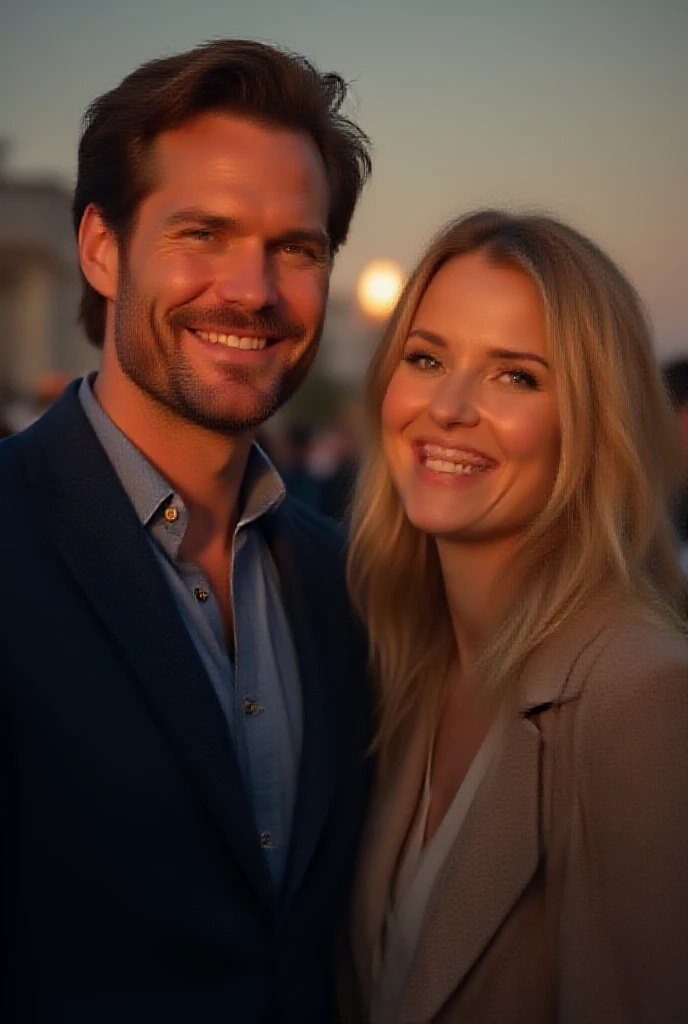 Henry Cavill smiling next to actress Candice Accola