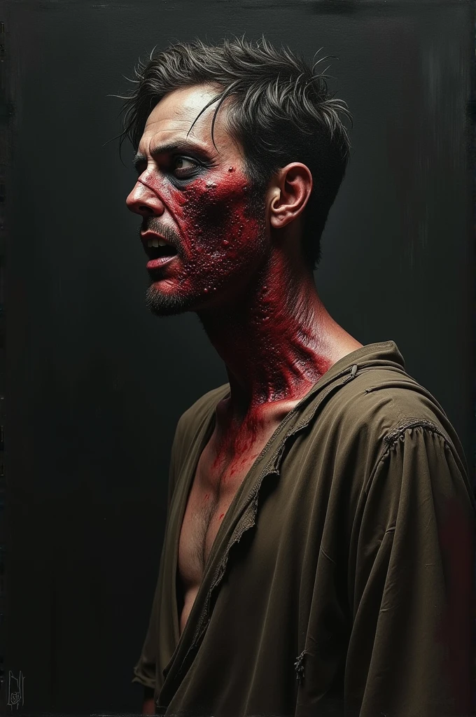 gore, beheaded man, cut off head, blood,