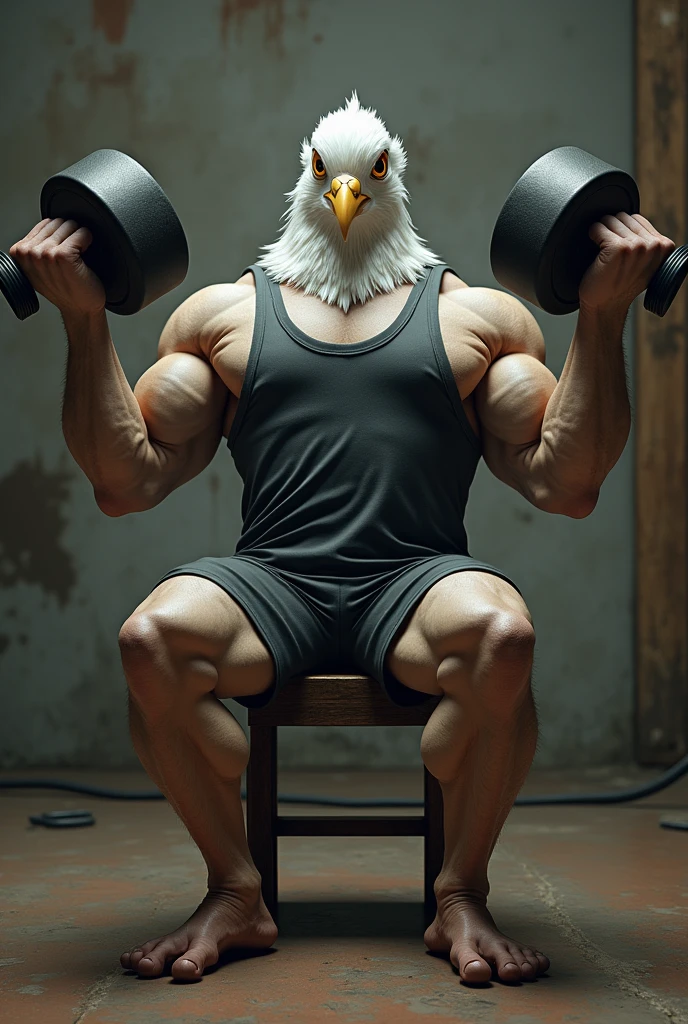 Male Lucas Duck, Doing intense exercise in a weightlifting gym