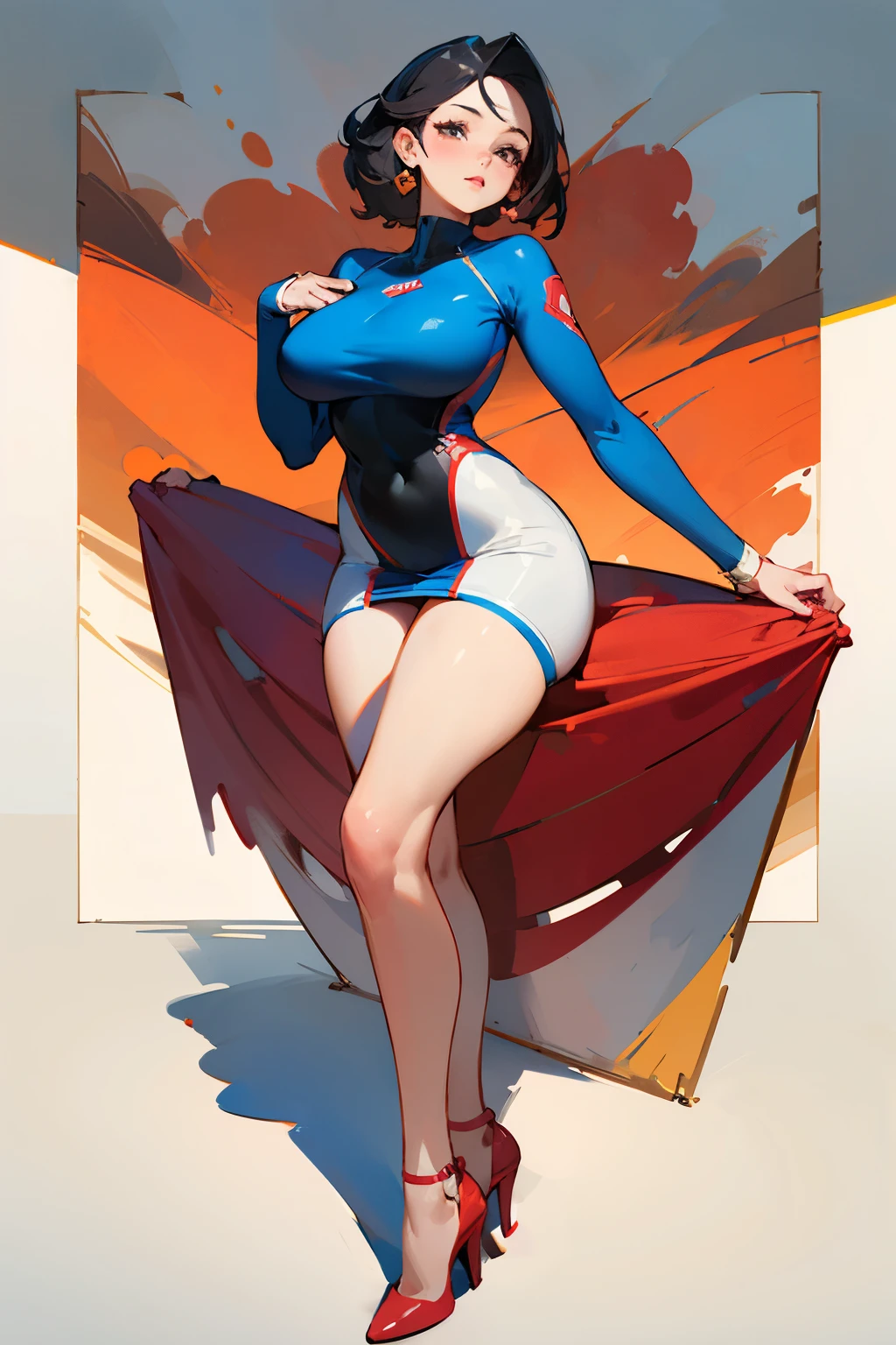 1girl,curvy_breasts, cute, beautiful detailed eyes, shiny hair, visible through hair, hairs between eyes, (Caucasian face, Europe face, eastern Europe girl), (USSR poster), (soviet poster), red monochrome, (soviet, communism, ((PROPAGANDA POSTER))), red_hair, monster girl, Cheetah girl, Cheetah ears, Cheetah tail, Cheetah skin, smiling, red_eyes, ((teenage)), ((furry)), ((good breasts)), {Business Suit|blue_clothing_body|Smoking},gloves, red_shoes, glasses, ((the USSR red letters on the poster)), weightlessness, Side light, reflection, The person in the spacesuit is at the bottom left of the frame, The right hand is outstretched, Space station in the upper right corner of the screen, Reflected light from the sun, Silver metal, red flag, (USSR style), diffuse reflection, Metallic texture, ((alien planet background)), (pinup-girl, the sea of star on background), ((effect of old poster))