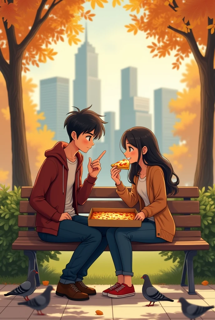 Garth is having a pic-nick with his littlest brother Mark and his girlfriend Sarah. Garth is a very high and extremely muscular young man, a gentle gian ( large shoulders, big arms, large pecs, v-shape, towering on evryone), wearing blue jeans, skin-tigth black shirt and black wristbands, black hairs in a medium Hairs with Short Sides, short black beard. Sarah is a very beautiful girl with long black wave hairs, dark eyes, slim body and red lips, she wears a white shirt and a green skirt at the knees. Mark is a slim but tough boy, black buzzcut hairs,he wears blue jeans and a black tanktop, unbeard. They are sitting on a green field around a pic-nick laden cloth (red and white squares). Sarah is sitting near Garth looking at him. They have a lot of fun togetrher. 
