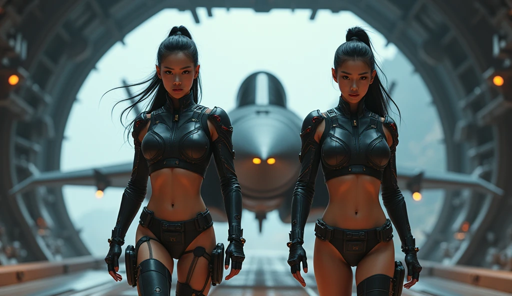 (Kelly Hu, 25yo, sexy sci-fi combat bikini, energy blade, jetpack, laser pistol), battling robot zombies, ruins of Tokyo, detailed face, beautiful eyes, gorgeous lips, highly detailed, cinematic lighting, dynamic action pose, volumetric fog, photorealistic, unreal engine, 8k, hyper detailed, vibrant colors, neo-futuristic, neon cyberpunk, dramatic shadows