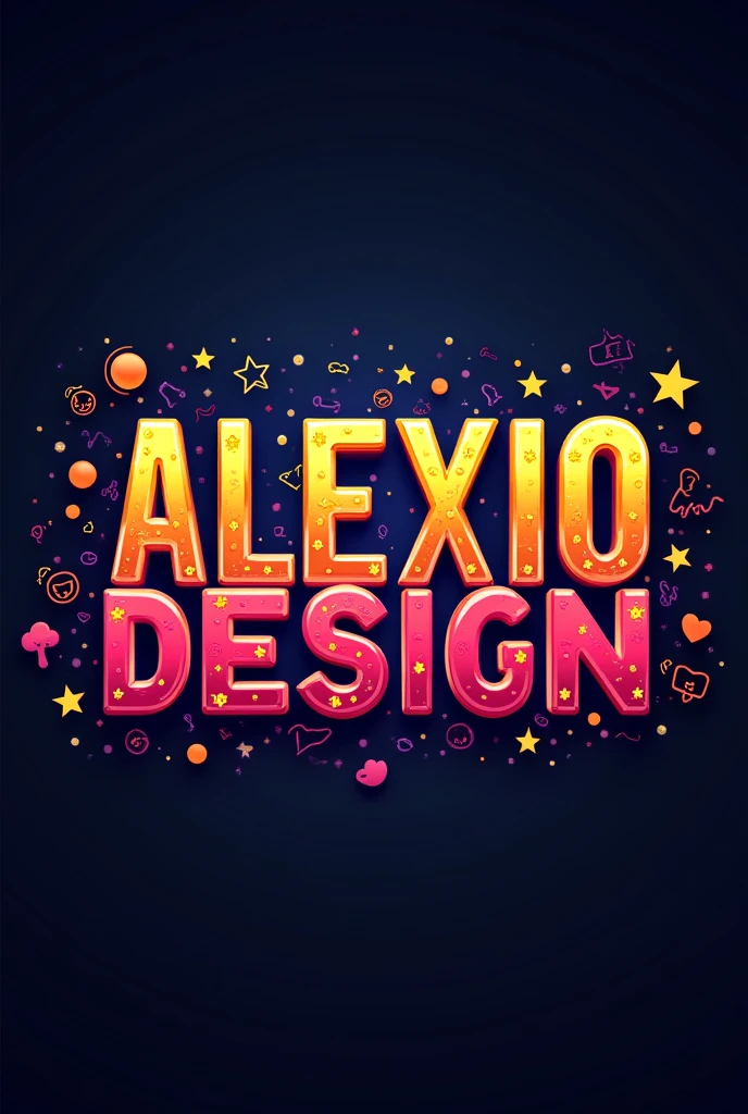  Create an image that says . ALEXIODESIGN  ,,  with a creative font with somewhat striking , strong colors ,  behind the text add the logos of the main social networks ( FACEBOOK INSTAGRAM TIKTOK MESSENGER  ) ,  also add the logos of the main social networks , just add the logos ,  don't add the names  