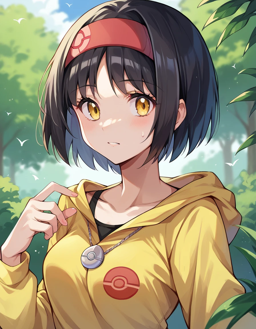 score_9, score_8_up, score_7_up,  source_Anime,
Pokemon Erika, Pokemon Erika, yellow eyes,  black hair,  headband ,  short hair,
