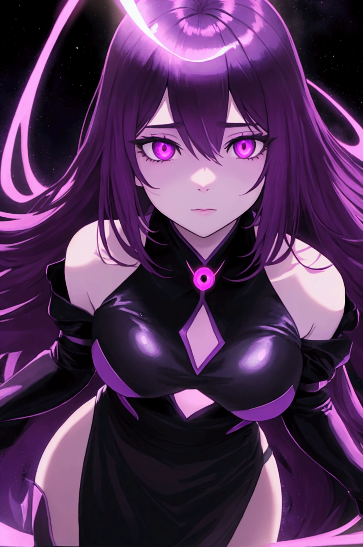 A mature succubus hypnotizing the camera with her sedective powers.