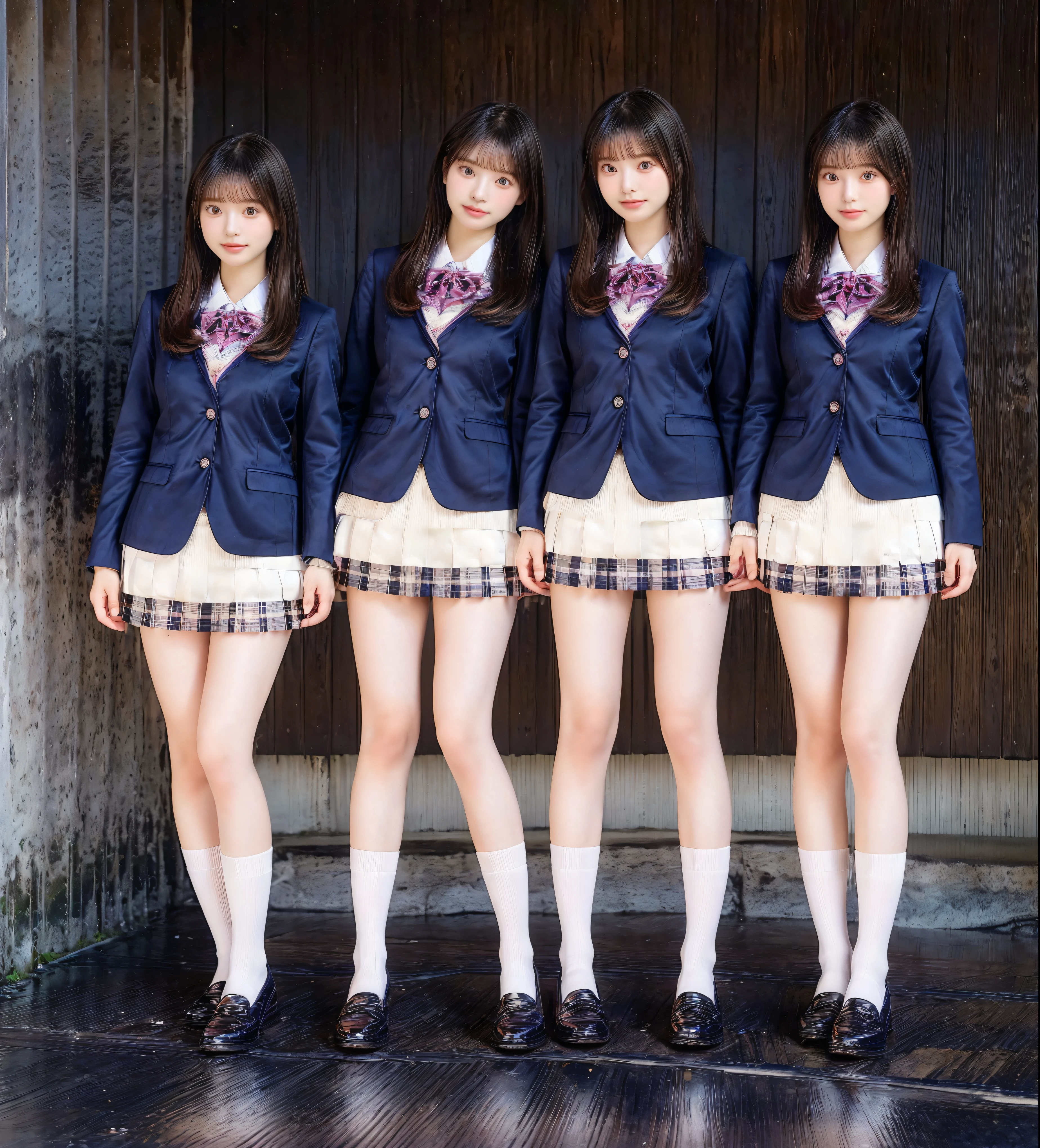 (8k, RAW shooting, Representative works:1.2), 18 years old, (((One female))), (((Nearby:1.5))), (Masterpiece,  highest image quality taken by Ki), ((( Women's College Uniform))), ((( blazer uniform:1.3))), (((miniskirt:1.5))), (((School:1.5))), (((Squat down and lift your legs:1.5))), ((( navy blue skirt with shirasu:1.5))), ''( white panties:1.5), (((Panties under the skirt: 1.5))), ローファー, ((( highlight the chest:1.5))), (((( panties))), (((From directly below:1.5))),  Big Breasts , Butt,  cute faces ,  big eyes, Oblique eyes,  thin lips, ボブヘア, イラストスタイル,  Japanese,  beautiful women, ボーイッシ, ( RAW photos , masterpiece:1.2),  more,  super high resolution , (リアル, Photo realistic:1.37), ポートレート,  Highly Detailed RAW Color Photo ,  professional photos ,  very delicate and beautiful at a hot spring facility,  very detailed, Amazing, Fine details,  huge file size ,  Official Art ,  Extremely Detailed Beautiful Girl ,  very detailed face,  very detailed eyes,  very detailed skin,  very detailed fingers,  very detailed nose, ((A melancholic smile)),  top quality, (( full body shot ))), 16k, 8k, 4K, highres, best quality, high quality, super detail, anatomically correct, textured skin, high details, accurate, UHD, masterpiece