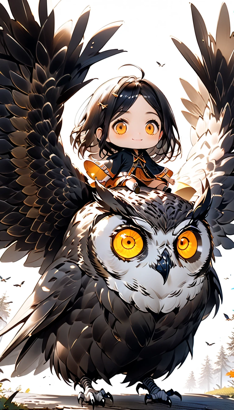  GIRL RIDING A GIANT OWL , Hzk,   Ultra Miniature Girl  , 