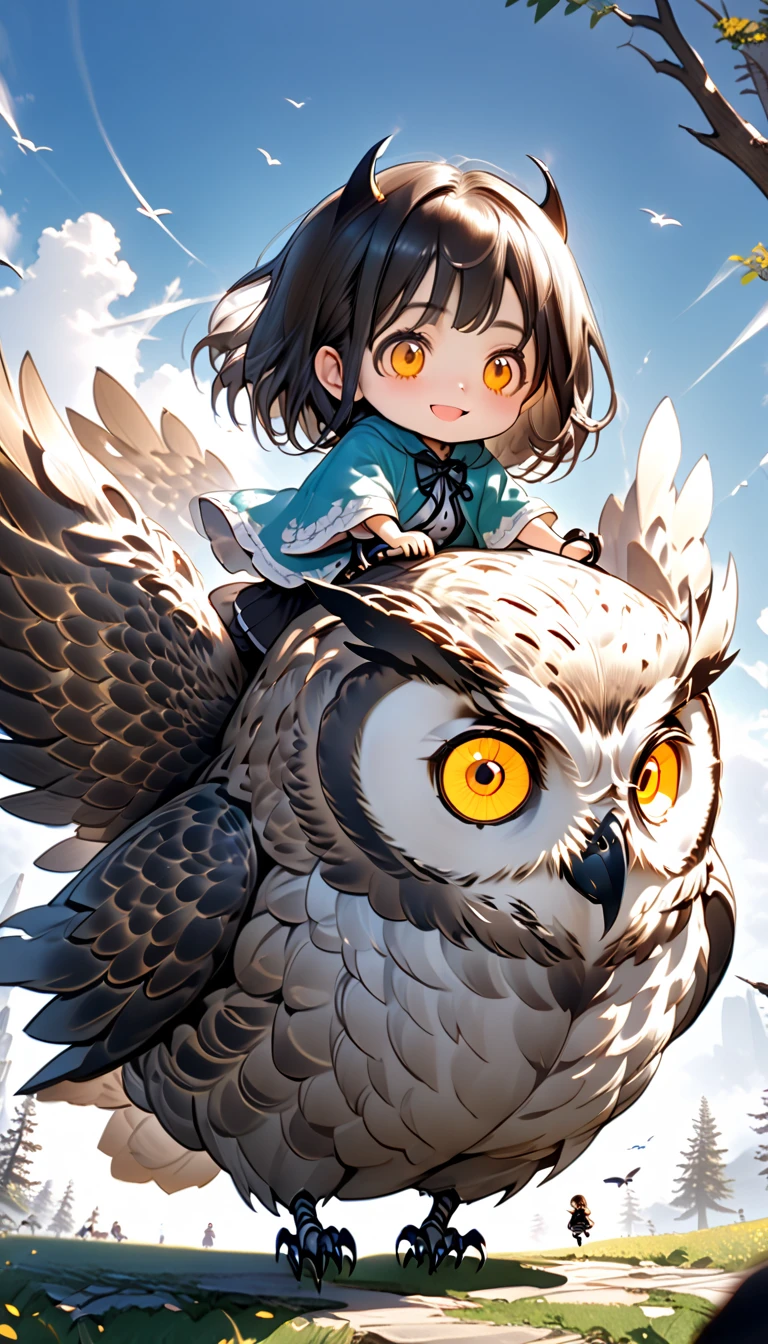  GIRL RIDING A GIANT OWL , Hzk,   Ultra Miniature Girl  , 