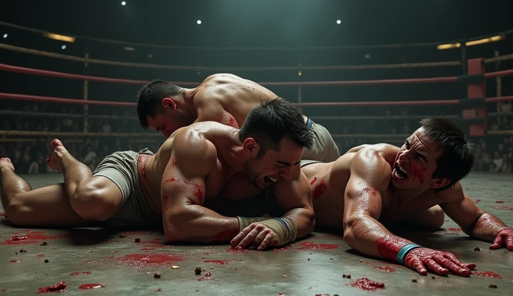 The scene of a man with a very tall body, big and sturdy, all the muscles on his body bulging, showed that he was a strong person. The whole body is brown. his face was and bruises. blood could be seen all over his body. he was stretchered by the medical team