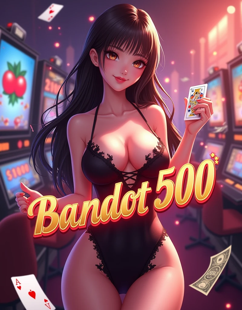 Anime illustration、highest quality、cyber punk、Fantasy、A plump bunny girl with brown skin、Bunny ears、A large and luxurious casino、Magic giant roulette wheel、Big Breasts、Thick thighs、Beautiful, shining eyes、Cowboy Shot、smile、Noise Reduction
