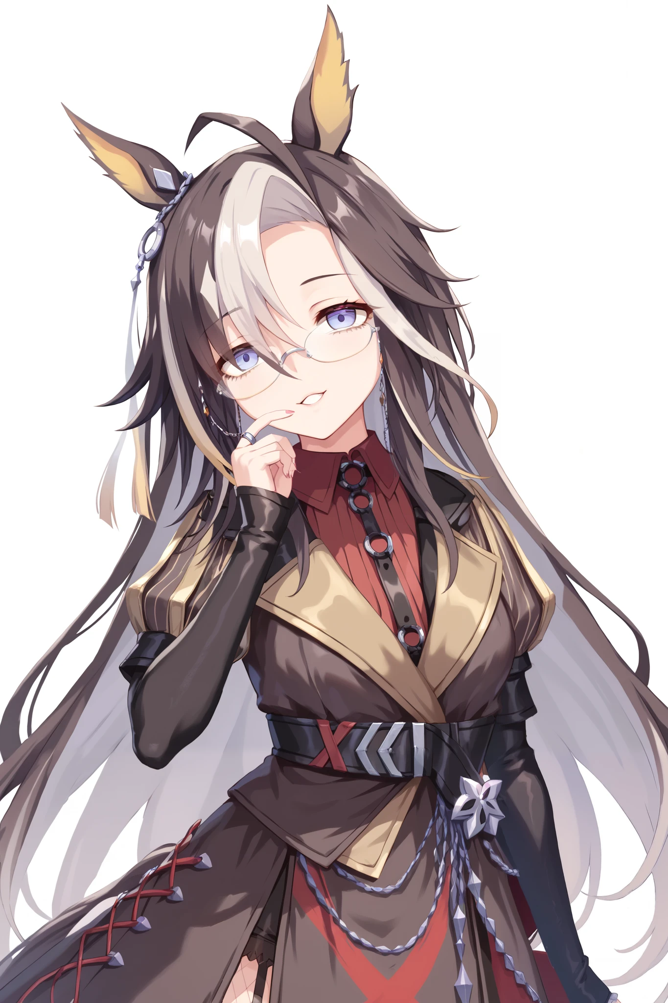 NSFW,masterpiece, top quality, high definition , very detailed,Dream Journey,Dream Journey\(Horse Girl\),Glasses, hollow eyes
