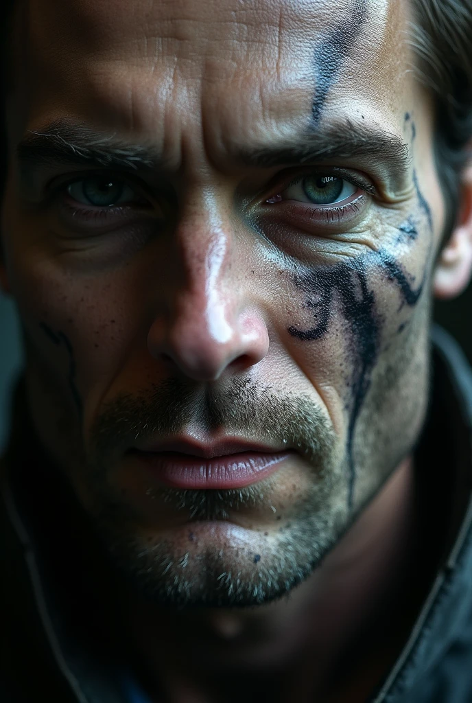 ~*~Photographic~*~ RAW closeup man head:1.7 emerging from a muddy pond BREAK stressed:2.0, fear:1.7, pain:2.0, center:2.0, dead center BREAK ripples, rain, dark scene, atmospheric, leaves, dirt, scary mood, detailed eyes, detailed skin, rembrandt lighting, flashlight to the sides:2.0