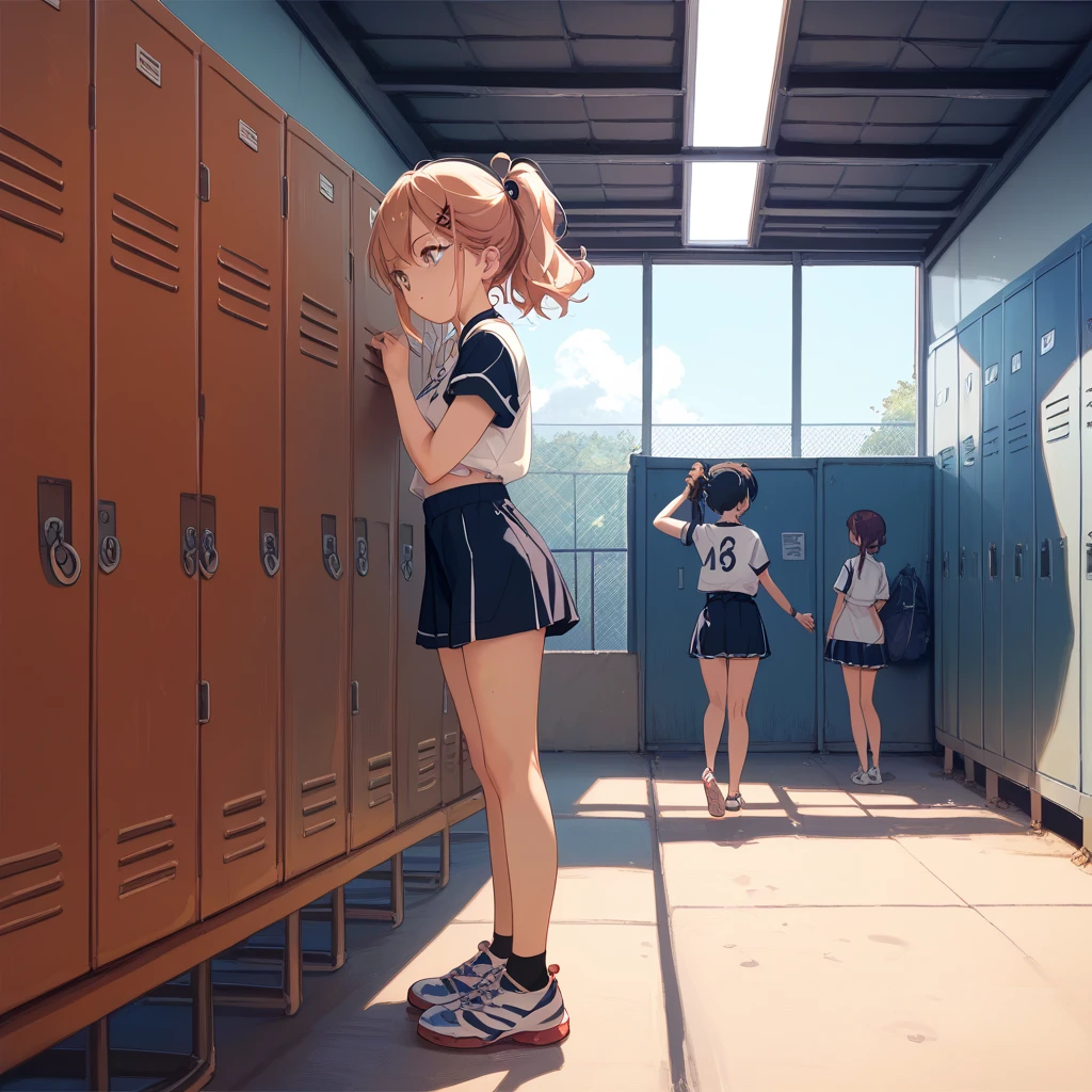 Japan ecchi game 、nonohara miki style,Multiple track and field girls、locker room、Change your clothes、、Taken from outside the door 、