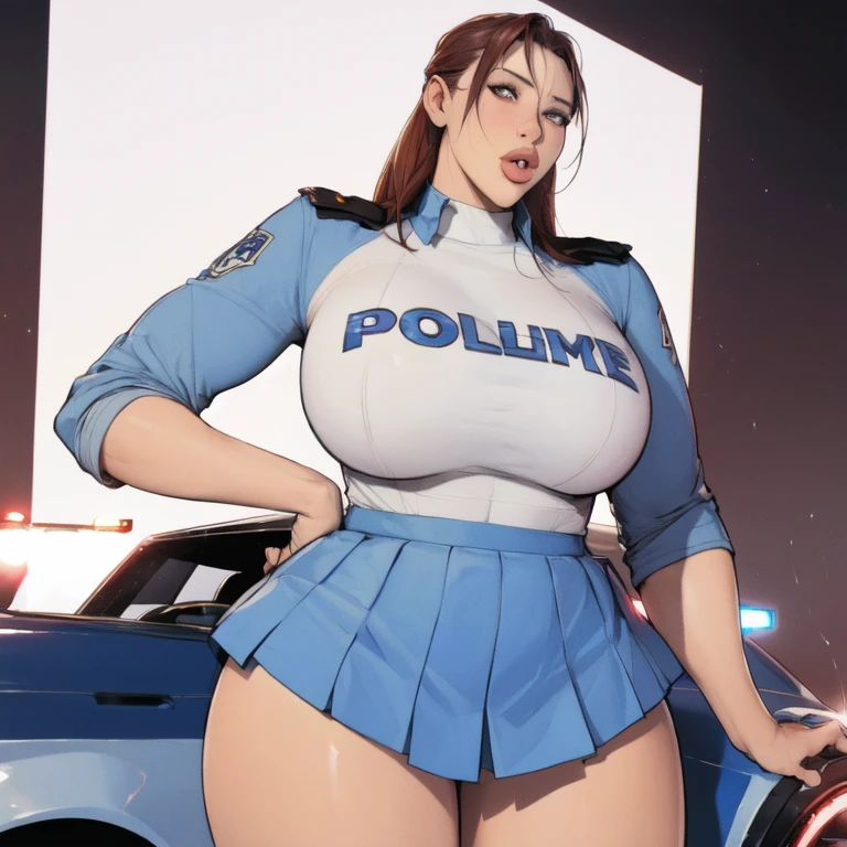 (High resolution CG), (  top quality ), (High resolution CG), (  top quality ),big miniskirt police  　   Police officer uniform , Beauty,        plump lips  
