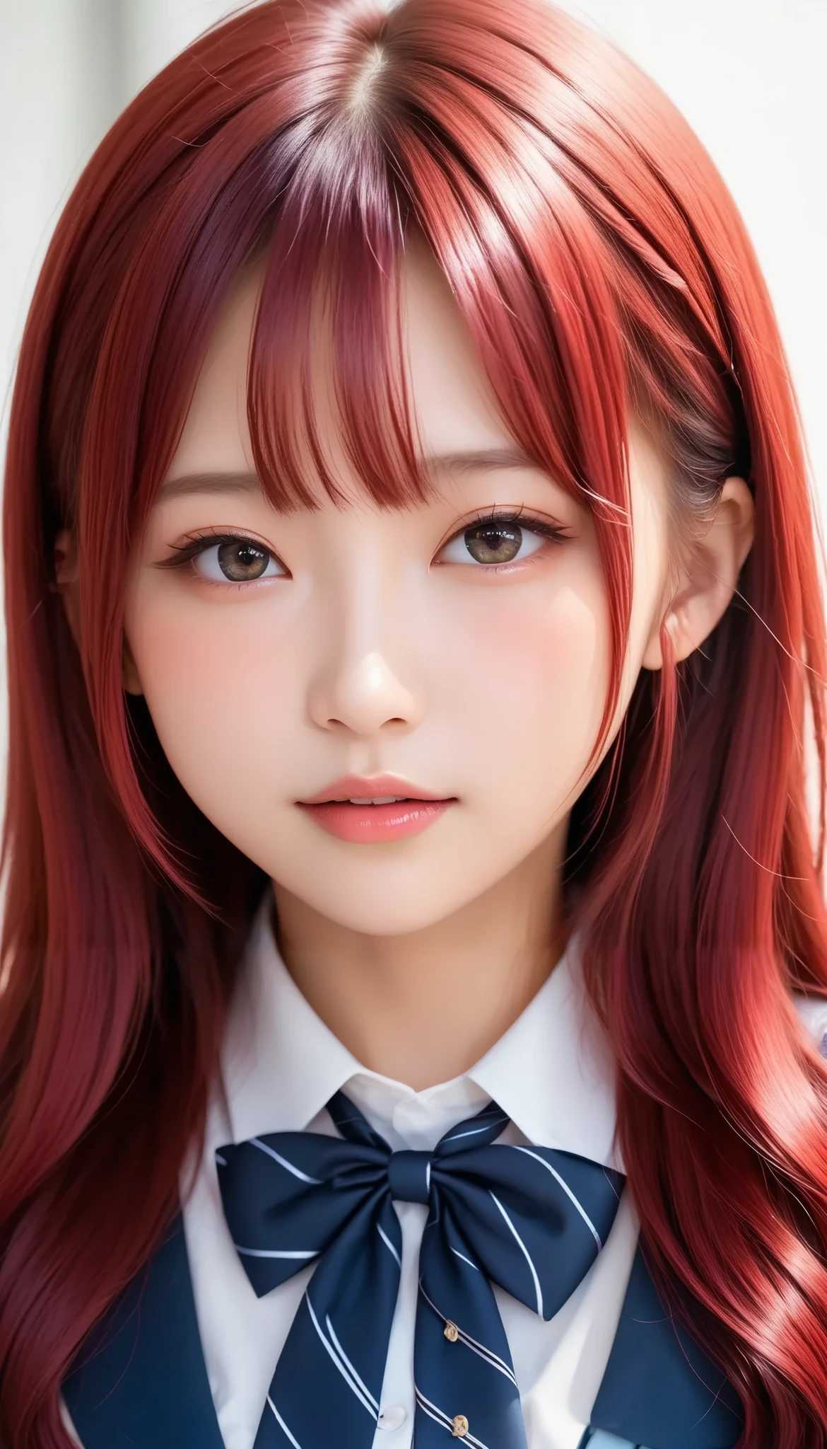 super detailed,  top quality, 8k,  RAW photos , super high definition, nsfw,  Official Art , cute girl, ,  idol face,  pretty girl, (( high school girl with strong sexual desire)), Small beautiful breasts, ((Beautiful girl with ruffles in cute plain clothes )), ((Nice hairstyle, inner red hair)), Beautiful small face,  beautiful eyes, High nose, Seductive lips,  lip gloss, ( with slender body lines), Small beautiful butt,  tight waist, (( sexual climax facial expressions, blush))