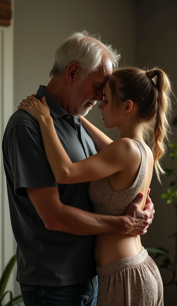 NSFW, (((master part, best quality, foto realista))), (pele brilhante), (UHD, Papel de parede 8K, high resolution), anatomia perfeita, Cinematic lighting, Physically-based rendering, Premiado, Pele extremamente detalhada, Rosto mais detalhado, olhos com belos detalhes, Carl Zeiss 85 mm F/1.4, (1 homem e 1 menina, par:1.5), Estudante japonesa fofa de 16 anos, sentado na cadeira, (cabelos vermelhos, corte curto de bob, olhos azuis, Rosto redondo), grandes seios, blusa escolar molhada com fita, marinha plissado elevador de saia, Meias Altas da Marinha, (narizblush, malcriado, olhos meio abertos, Babando), pernas abertas, foco na coxa, na sala de aula, Hora Azul, (1 man is an old man, An old man is hugging the girl from behind:1.5), An old man is wearing a business suit, (sem calcinha da menina:1.5), [tiro de corpo inteiro], tiro de baixo,