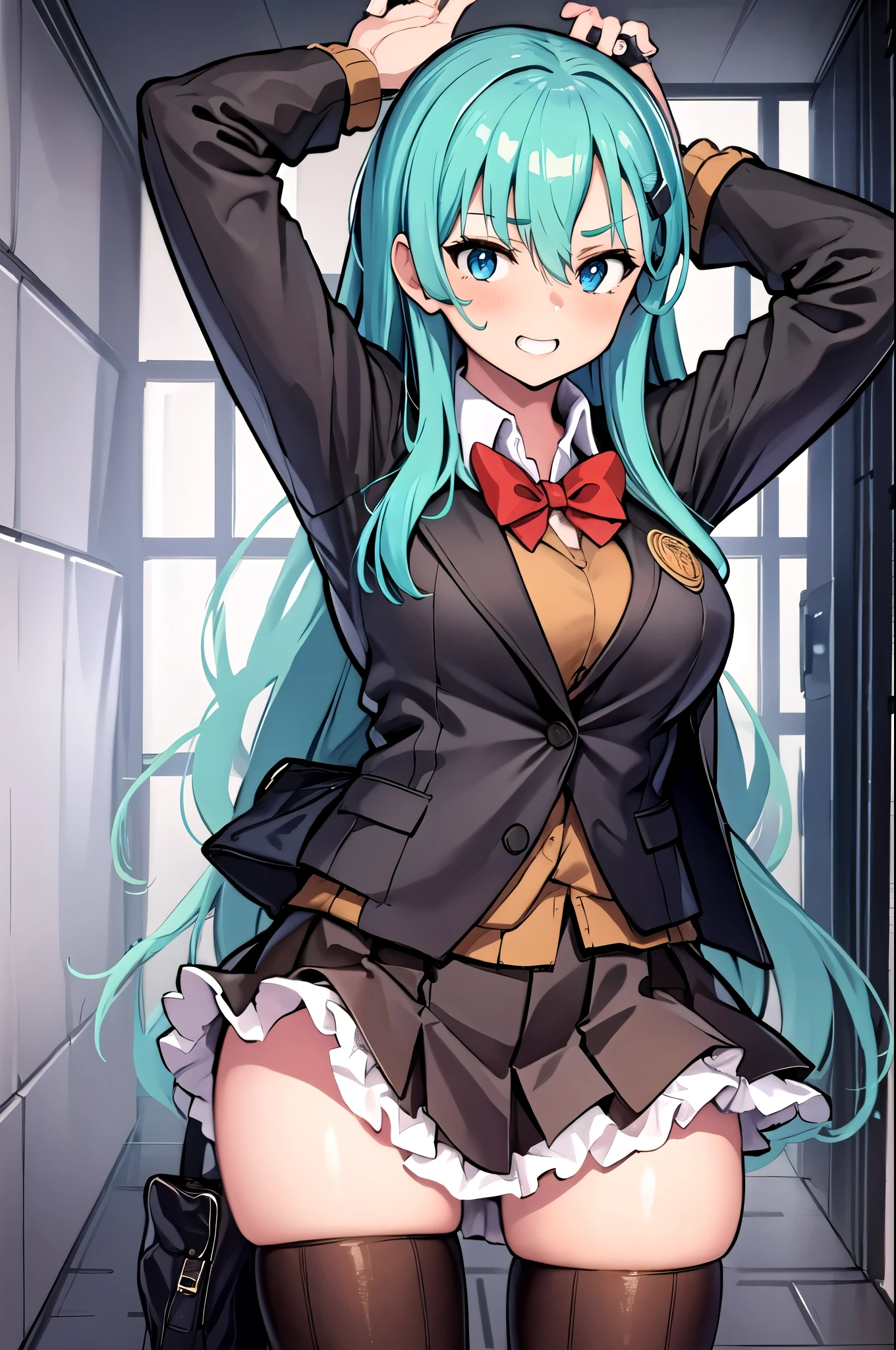 masterpiece,  top quality, 1 girl,Suzuya_  fleet collection , masterpiece,  top quality,  high definition , 1 girl, blazer uniform, miniskirt